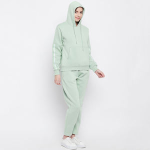 Ensemble de survêtement en molleton à capuche vintage pour femmes, coupe régulière, motif à carreaux, décontracté, hiver, manches longues - Product Image 2