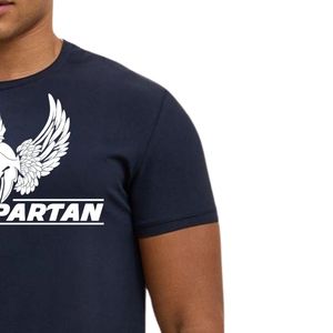 Camiseta con estampado gráfico azul marino para hombre, cuello redondo, manga corta, atlética, para gimnasio, entrenamiento, ropa deportiva informal, ropa deportiva - Product Image 4