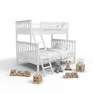 เตียงสองชั้นไม้สนสีขาว ดีไซน์ทันสมัย ประหยัดพื้นที่ เฟอร์นิเจอร์ห้องนอน - Product Image 2