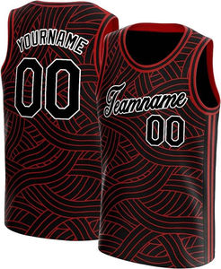 Camiseta de baloncesto personalizada con patrón de ondas azules, estampado sublimado, nombre del equipo, número, unisex, para adultos, sin mangas, cuello redondo, malla - Product Image 2