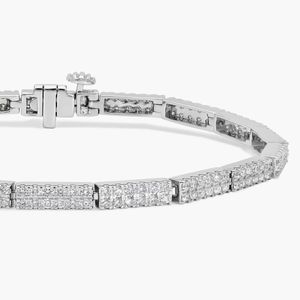 14K White Gold Rectangular Pavé Lab Grown Diamond Link <b>Bracelet</b> - Product Image 4