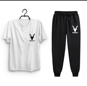 Ensemble de survêtement en coton imprimé pour homme Markhor, 2 pièces, t-shirt à manches courtes décontracté avec logo, pantalon de survêtement à cordon de serrage, vêtements d'été - Product Image 4