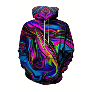 Men's Hooded Sweatshirt Psychedelic Print Long Sleeve Casual Autumn Wear Sublimation Printed Regular Fit - Product Image 6
