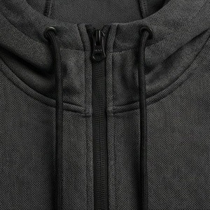 Men's Black Hooded Tracksuit Full <b>Zip</b> Sweatshirt With Side <b>Pockets</b> Casual Solid Color Fleece <b>Joggers</b> Set Autumn Wear - Product Image 4