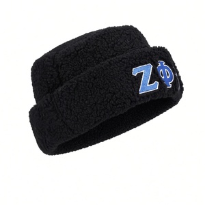 <b>Women</b> Black Fleece Beanie <b>Hat</b> ZPhiB Embroidery Logo Soft Warm Cuffed <b>Winter</b> Cap Blue Satin Lined Casual Fashion Headwear Style - Product Image 6