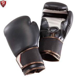 Gants de boxe SUMROOS INDUSTRY en cuir noir respirant avec sangle de poignet réglable, protection pour toutes les saisons, équipement d'entraînement à lacets - Product Image 1