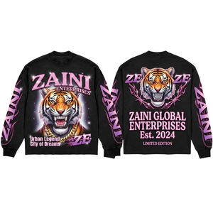 Sudadera de Felpa Premium de Algodón y Poliéster de 420 GSM para Hombre, Color Negro y Rosa, Talla Grande, Personalizada con Impresión DTG y Bordado - Product Image 1