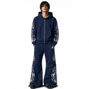 Unisex Gothic Skull Print Tracksuit Full <b>Zip</b> <b>Hooded</b> Loose Fit Autumn Wear Side Pockets Digital Print Polyester Material - Product Image 5