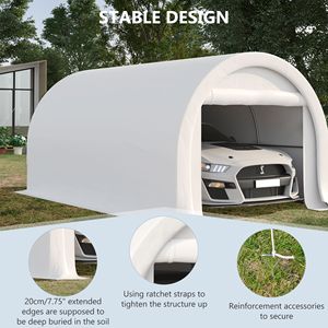 Tenda Garage/Deposito Portatile Rinforzata 16FT X 10FT con Cerniera, Copertura Anti-UV in PE per Auto e Camion, in HDPE per Parcheggio e Stoccaggio - Product Image 5