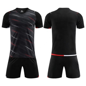 Conjunto de Camiseta de Fútbol Negra para Hombre, Manga Corta, Cuello Redondo, Diseño a Rayas, Absorbe la Humedad, Ropa Deportiva para Todas las Temporadas - Product Image 1
