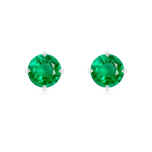 Natural Round Emerald Stud <b>Earrings</b> 14kt White Gold Solitaire Four Prong <b>Fine</b> Jewelry for Women OEM ODM Wholesale Gift for Her - Product Image 2