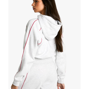 Sudadera con Capucha de Doble Línea para Mujer de Alta Calidad, Diseño Gráfico Personalizado, Estilo Deportivo Informal, Top Corto, Sudadera de Entrenamiento Extra Grande y Gruesa - Product Image 6