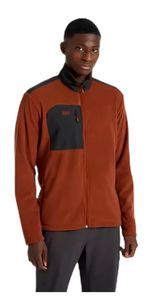 Veste polaire zippée intégrale pour homme, col montant, blocs de couleur noirs personnalisés sur le devant, haute qualité, coupe régulière, 100 % polyester, idéale pour l'automne - Product Image 6