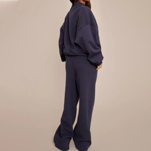 Conjunto de Dos Piezas de Felpa para Mujer, de Alta Calidad, Informal, para Invierno, Pantalones Deportivos de Color Sólido y Sudadera con Botones, Conjunto de Punto para Mujer - Product Image 2