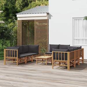 Grande Set Lounge da Giardino Modulare in Bambù Grigio Scuro - Product Image 1