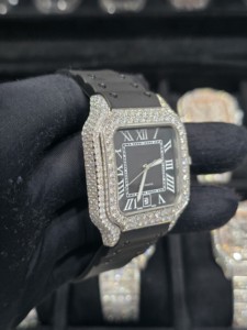 Reloj de Acero Inoxidable Totalmente Cubierto de Diamantes Moissanite VVS, Correa de 16 mm, Estilo Hip Hop Moderno Vintage, Movimiento Automático - Product Image 2