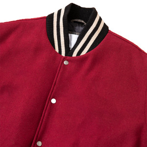 Men's Maroon Varsity <b>Jacket</b> With PU Sleeves Turn-down Collar Casual Autumn Wear Front Logo <b>Heat</b>-Transfer Printing - Product Image 6