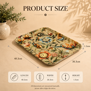Bandeja de Servir Metálica Esmaltada con Diseño Botánico Vintage, Impresión Artística de Naturaleza, Resistente a los Arañazos, Rectangular, para Té, Café, Aperitivos y Comida - Product Image 2