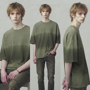 เสื้อยืดผู้ชายทรงโอเวอร์ไซส์ สไตล์ฮิปฮอป สีพื้น ผ้าแคนวาสคอตตอน คอกลม แขนสั้น ลำลอง ทรงปกติ ความยาวปกติ - Product Image 4