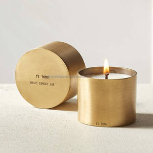 Contenedor de velas de latón personalizado al por mayor, tarros perfumados de cera de soja vacíos de lujo, fabricación de velas de Navidad a granel, recipiente, vela de cristal - Product Image 2