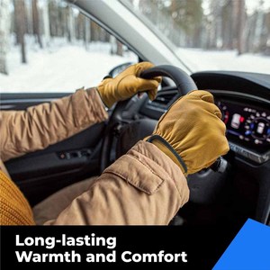 Cowhide Grain Leather <b>Driver</b> <b>Gloves</b> Warm Lining for Cold Weather Work 100% Full Heavy Duty Abrasion Resistant <b>Gloves</b> - Product Image 4