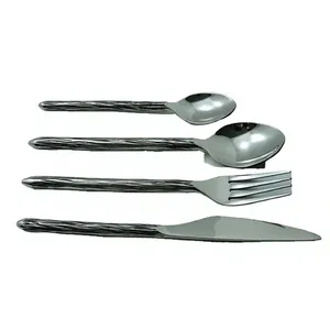 Juego de Cubiertos Modernos y Duraderos de Acero Inoxidable, Cuchara, Tenedor y Cuchillo, Ecológicos, Aptos para Lavavajillas, para Fiestas de Cumpleaños y Bodas - Product Image 1