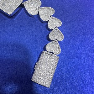 Pulsera de Cadena Dvars Diamond Personalizada con Corazón de Moissanita de 27 MM para Mujer, Chapada en Oro de Plata Esterlina 925, Estilo Hip Hop - Product Image 5