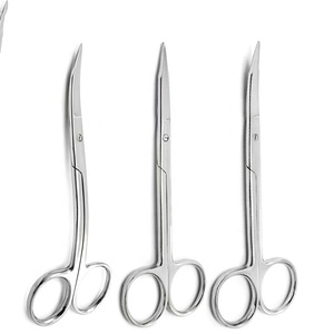 Ensemble de 3 ciseaux Goldman Fox en acier inoxydable, droits, courbes et doublement courbes, pour tissus dentaires et chirurgicaux - Product Image 1