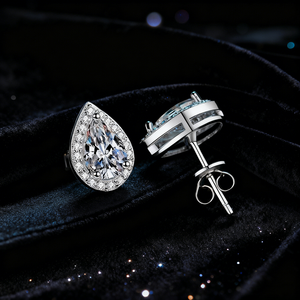 Pear Cut Moissanite <b>Stud</b> Earrings Women's Classic Water Drop Shape Claw Setting Wedding Jewelry S925 Sterling <b>Silver</b> - Product Image 5