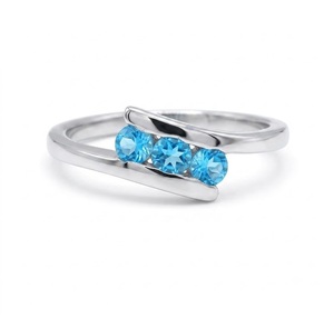 Bague en argent sterling 925 avec topaze bleue naturelle, faite à la main, pierre de naissance de décembre, bijoux fins, cadeau pour elle - Product Image 1
