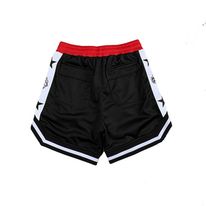 Men's <b>Black</b> MMA Shorts Red Waistband White Side Stripes Zipper Pockets Breathable Polyester <b>Combat</b> Sports Apparel - Product Image 2