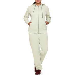 Custom Women's Casual <b>Full</b> <b>Zip</b> <b>Hoodie</b> Sweatpants Set Eco-Friendly Cotton Fleece Tracksuit OEM ODM Clothing Manufacturer - Product Image 1