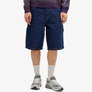 Shorts en jean délavé style vintage, coupe ample, taille ajustable avec cordon, tendance streetwear, longueur genou, en coton pour l'été - Product Image 4