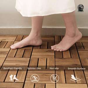 Azulejo moderno de madera de acacia de 300x300mm, azulejos de cubierta de Patio entrelazados, impermeables, antideslizantes para uso en exteriores, madera de teca lisa - Product Image 5