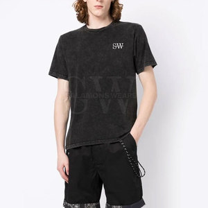 Camiseta con efecto lavado ácido, tela lavada con tacto suave, perfecta para ropa urbana, conjuntos casuales y uso diario. - Product Image 3