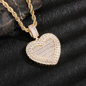 Collar con Colgante de Corazón de Moissanita de Lujo, Chapado en Oro, con Incrustaciones de Moissanita VVS, Joyería Hip Hop con Aspecto de Diamante - Product Image 5