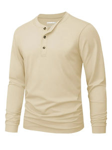 Polo de Manga Larga con Cuello Henley para Hombre, Camiseta Casual Transpirable de Alta Calidad para Primavera y Otoño - Product Image 2
