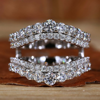 Bague Pragalbh double rangée de moissanite sertie à griffes, alliance ouverte, bague de déclaration de luxe, certifiée IGI, en or 14K pour femme