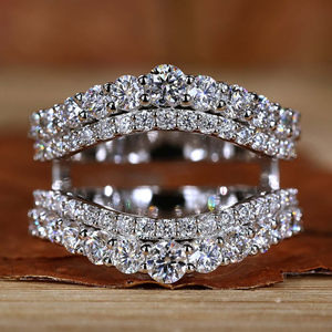Double Row Moissanite Prong Wrap <b>Ring</b> <b>Open</b> Wedding Band Luxury Statement <b>Ring</b> Moissanite Party Anniversary <b>Ring</b> for Women - Product Image 1