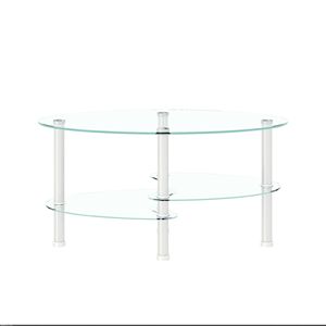 Modern Transparent <b>Oval</b> Glass <b>Coffee</b> <b>Table</b> with Stainless Steel Leg 3 Layer Tea <b>Table</b> for Living Room - Product Image 5