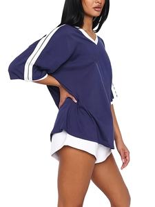 Camisetas de Verano para Mujer al por Mayor, Corte Holgado, Cuello en V, Diseño con Cordón Ajustable, Mezcla de Spandex, Transpirables y de Secado Rápido - Product Image 4