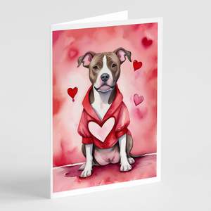 Whimsical A7 Tamaño 5x7 New Pit Bull Terrier My Valentine Tarjetas de felicitación Pack 8 Tarjetas de nota en blanco con sobres - Product Image 1