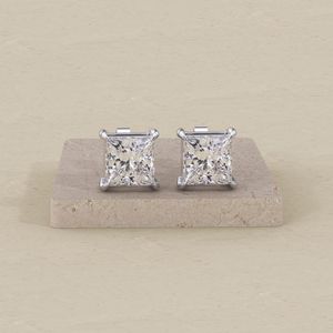Hot selling 4MM Princess Cut Moissanite Unisex Stud <b>Earrings</b> 925 <b>Solid</b> <b>Silver</b> Trendy Gift Jewelry For Friends - Product Image 2
