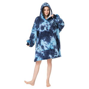 Poncho-couverture à capuche en peluche surdimensionné avec poche, en polaire, pour adulte - Product Image 5