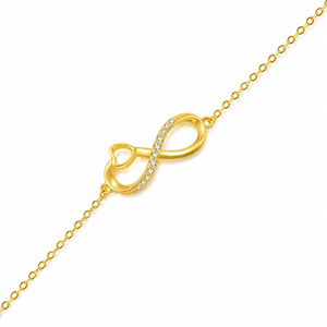 Pulseras de Cadena con Moissanita VVS1, Oro Amarillo Vermeil de 14K, Corte Brillante Redondo, Forma Infinita, Regalo para el Día de San Valentín - Product Image 3