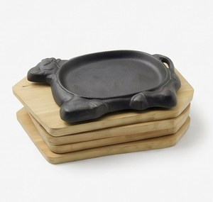Sartén para Fajitas de Hierro Fundido con Base de Madera, Plato para Servir con Forma de Animal para Bodas y Vajilla de Restaurante - Product Image 1