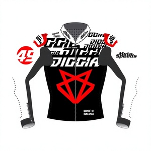 เสื้อแจ็คเก็ตหนังสำหรับขี่มอเตอร์ไซค์ Fabio Di Giannantonio สีดำขาว ทำจากหนังวัว/หนังจิงโจ้ ตัดเย็บตามขนาด พร้อมรูระบายอากาศ สำหรับแข่งรถ/Chaqueta CE - Product Image 1