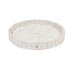 Bandeja de servir de nácar de excelente calidad, la mejor opción, bandeja redonda con incrustaciones de nácar, utilizada en restaurantes y hoteles. - Product Image 1