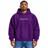 Hoodie Pria Putih Custom 450 GSM Bahan Fleece Katun Tebal Premium Ukuran Besar dengan Kantong Kanguru Model Longgar
