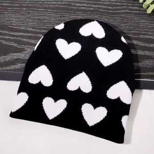 Unisex Heart Pattern Beanie Hat 100% Acrylic Knitted <b>Winter</b> <b>Cap</b> Casual Style Customize Beanies - Product Image 6